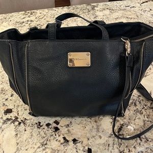 BCBG black leather bag with cross body strap